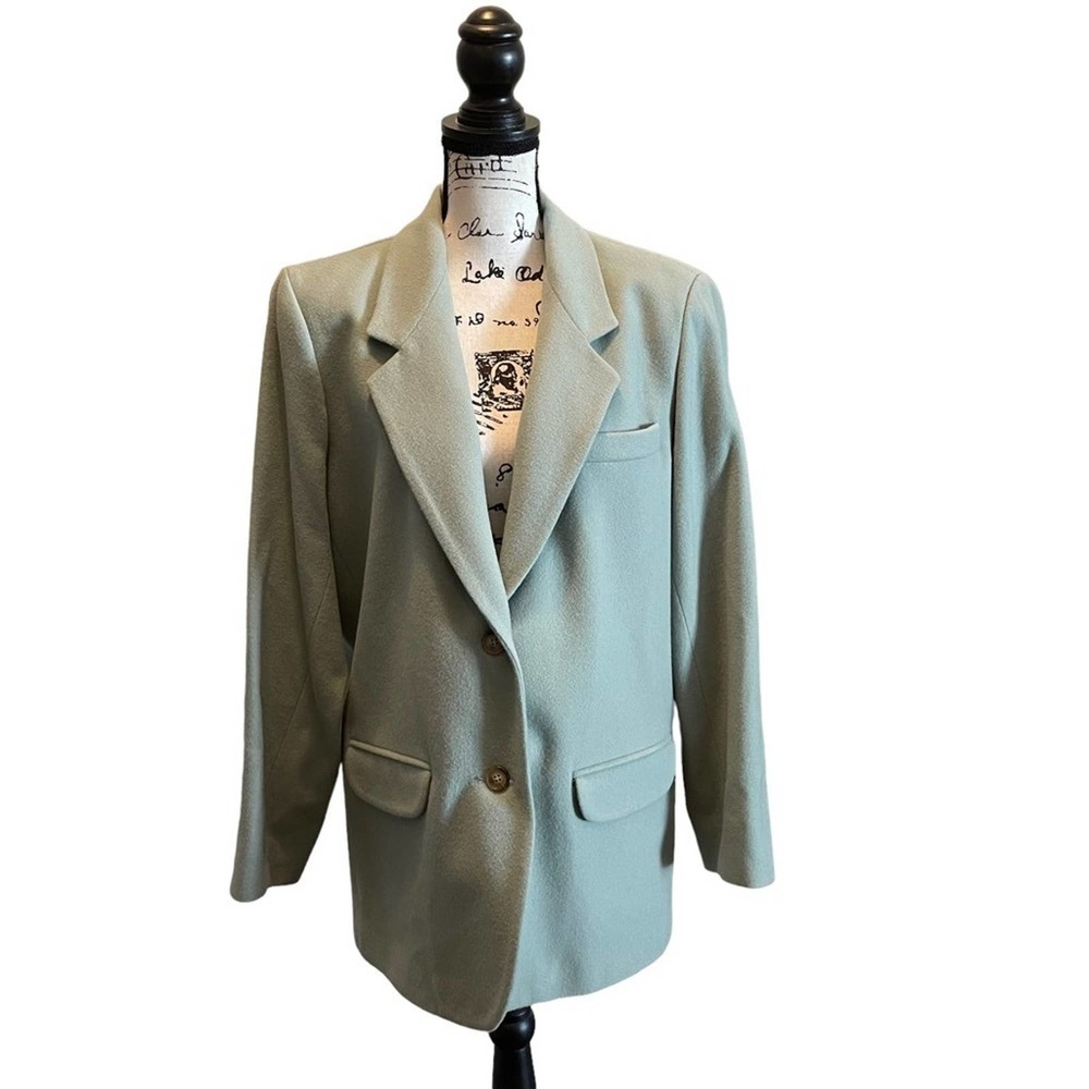 Eddie Bauer Women’s Wool Suit Blazer Jacket Sage Green Size Large NWT Preppy